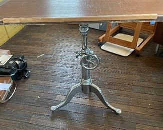 Vintage Industrial Cranking Cast Iron Drafting Table Office Study Easel Art