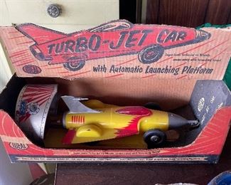 Vintage 1950's IDEAL TURBO-JET CAR with Launching Platform & Box 