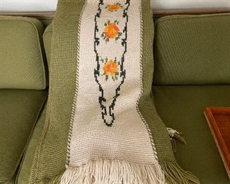 Vintage Afghan Panel Heavy Blanket