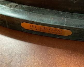 Frederic Remington 'The Cheyenne' Vintage Cast Bronze Sculpture w/ Marble Base