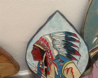 Native American Paintings on Wood Carving 
