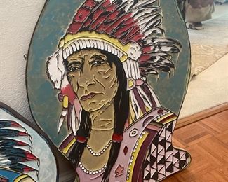 Native American Paintings on Wood Carving 