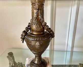 Antique French Marble Bronze Clock & Vases 2 of 3 $795
