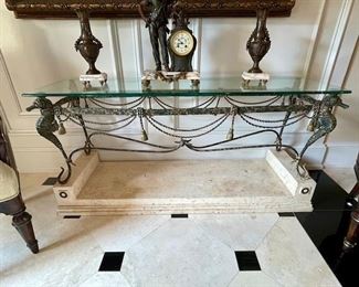 Maitland Smith Seahorse Glass Top Table $625