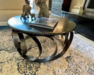 Marble/Granite Top Round Coffee Table w/Metal Base $495