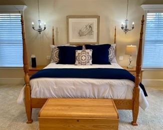 SOLD! Oak King Wheat 4 Poster Bed $795