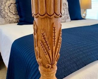 SOLD! Oak King Wheat 4 Poster Bed $795