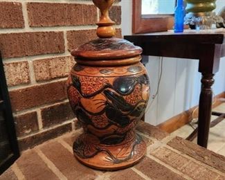 Carved wood vessel