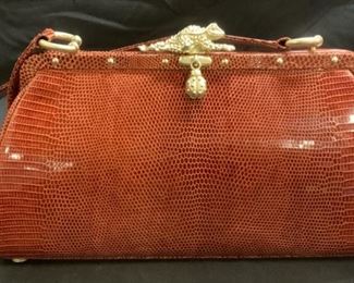 Vtg KIESELSTEIN CORD Red Patent Snakeskin Handbag
