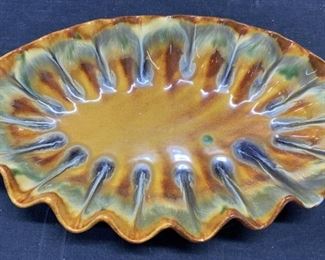 ROYAL HAEGER Orange Multi Drip Glaze Dish
