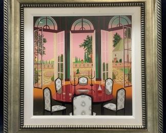 Signed FANCH LEDAN Aperitif Au Chateau Serigraph

