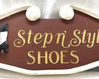 Antique Hand Carved Wood Store Shoe Sign, 36 in. L
