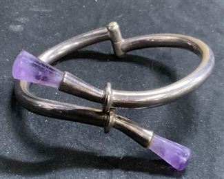 STERLING SILVER & Amethyst Bypass Bracelet
