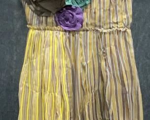 MIU MIU Brown/Yellow Stripe Silk Dress Italy
