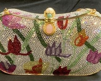 JUDITH LEIBER Floral Swarovski Crystal Minaudiere
