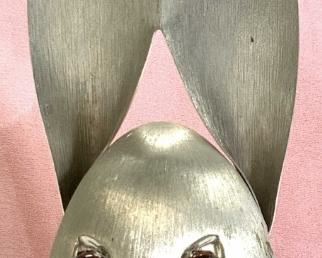 NAPIER Metal Bunny Rabbit Coin Bank, 1960s
