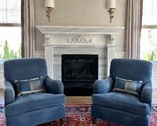 (2) Design Center Armchairs with Osborne & Little Fabric & Brass Casters