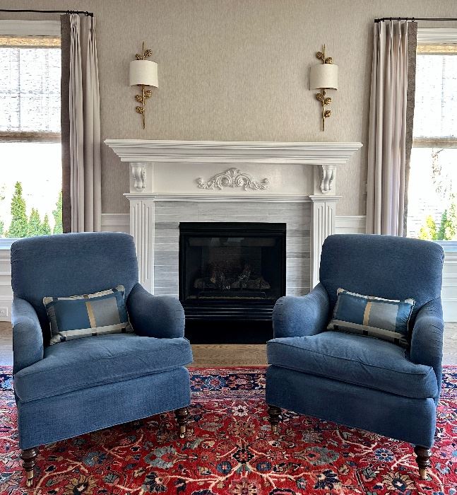 (2) Design Center Armchairs with Osborne & Little Fabric & Brass Casters