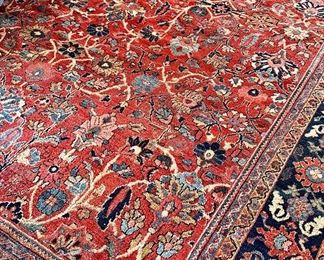 Antique Mahal Wool Rug (red, navy, pink)