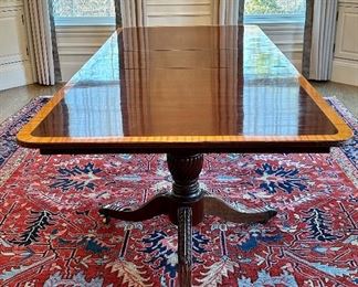 Double Pedestal Dining Table with Banded Inlay
