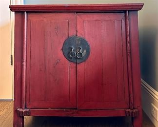 Small Vintage Asian Red Hutch