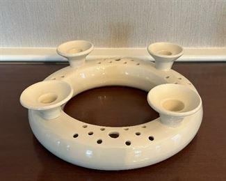 Signed Pottery Advent Wreath Candle Holder