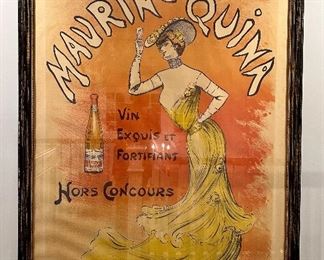 Framed Antique Maurin-Quina – Vin Exquis et Fortifiant Hors Concours, early 1900s