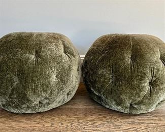 (2) Cisco Pouf Ottomans with little feet