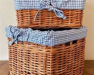 Wicker Basket with Gingham Liners
