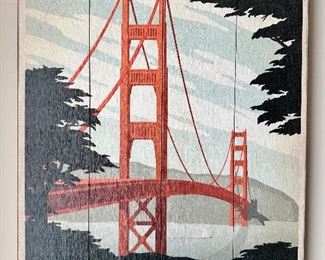 San Francisco Golden Gate Bridge Print on Reclaimed Wood