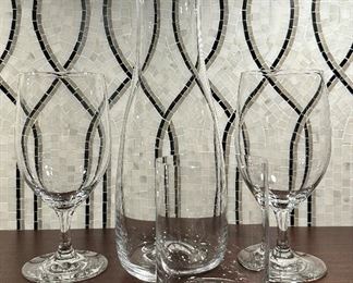 (2) Schott Swiesel Wine Glasses & Bedside Carafe