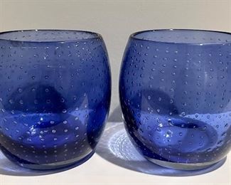 (2) Seeded Glass Vases/Candle Holders