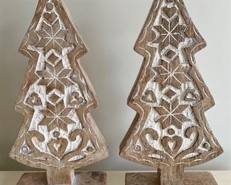 (2) Wood Xmas Trees