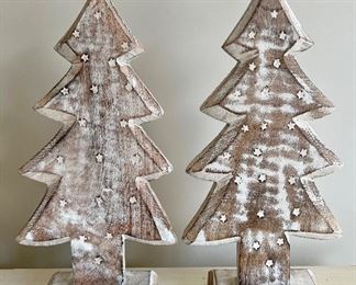 (2) Wood Xmas Trees with Stars