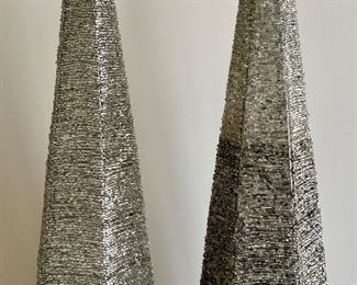 (2) Beaded Xmas Trees