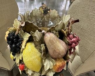 Large Floor Vase/Candle Holder with Faux Flower Detail