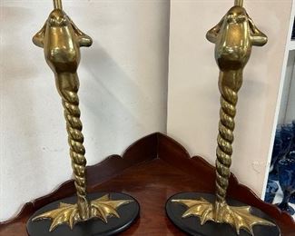 Fun brass frog candle sticks 