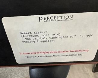 Robert Kasimir "The Capitol, Washington D.C.", 1954