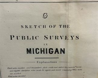Vintage Surveyor's Michigan Map 1857