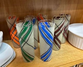 Vintage Libbey Mod Art Tall Boy Glasses