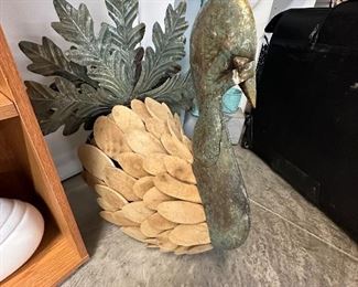 Metal and Wood Turkey Decor