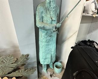 Patina Fisherman Statue