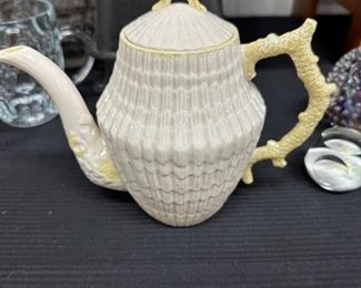 Belleek New Shell Yellow Teapot