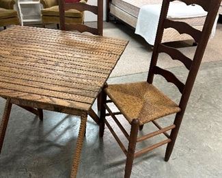 Set of 4 ladder-back chairs, Table sold Separately.