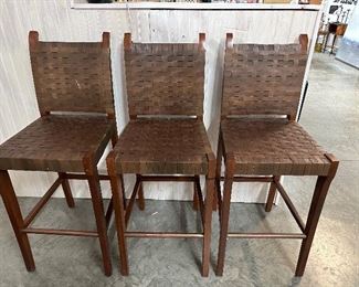 Leather woven Island chairs 