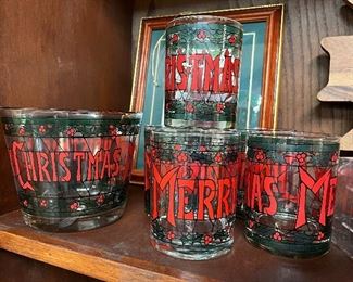 Vintage Cera Glass Christmas Glasses