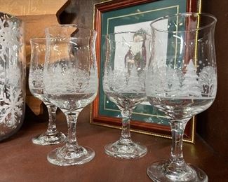 Vintage Libbey Winter Wonderland Wine Glasses