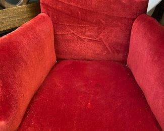 Vintage Red Velvet Arm Chair
