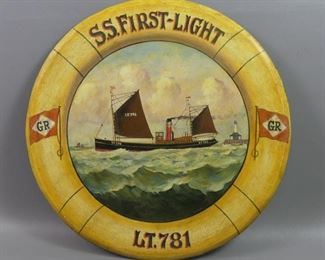 Oil on wood nautical painting 