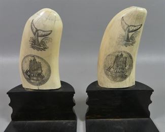 Scrimshaw bookends